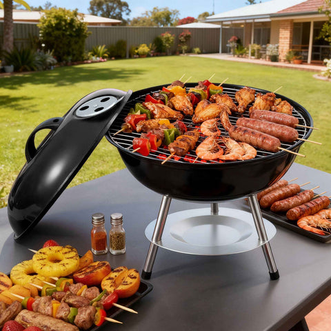 Darrahopens Home & Garden > BBQ > BBQs & Accessories Grillz Charcoal BBQ Grill Portable with Lid for Camping Outdoor