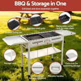 Darrahopens Home & Garden > BBQ > BBQs & Accessories Grillz Portable BBQ Grill w/ Stainless Steel Racks & Pans for Outdoor