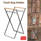 Darrahopens Home & Garden > BBQ > BBQs & Accessories Outdoor Portable Wooden Folding Garbage Rack Picnic Barbecue Plastic Bag Holder