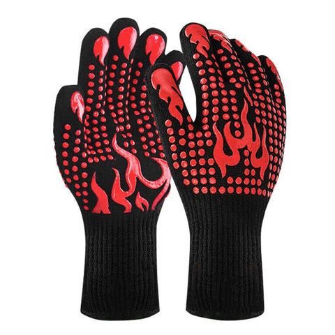 Darrahopens Home & Garden > BBQ > BBQs & Accessories Red a Pair Of Extreme Heat Resistant BBQ Gloves (500°C) - Aramid Fiber with Non-Slip Silicone Grip for Grilling & Oven Use