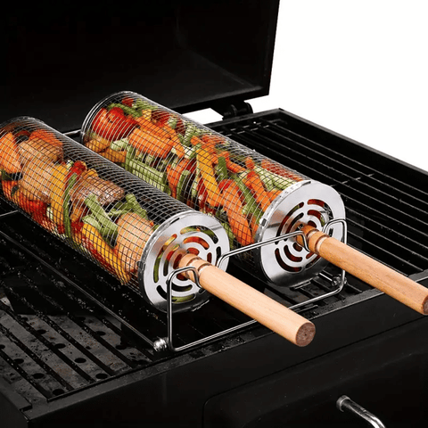Darrahopens Home & Garden > BBQ > BBQs & Accessories Rotating Grill Baskets for Even Cooking on Any BBQ