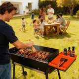 Darrahopens Home & Garden > BBQ > BBQs & Accessories Silicone BBQ Grill Mat - 8-Slot Mat with Drip Tray - Heat-Resistant and Dishwasher-Safe - 40x27 cm - Black