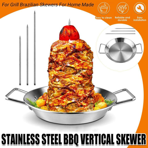 Darrahopens Home & Garden > BBQ > BBQs & Accessories Stainless Steel BBQ Rotisserie Pan Kit Accessories with 3 Removable Iron Skewers