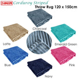 Darrahopens Home & Garden > Bedding 240GSM Corduroy Striped Throw Rug Blue