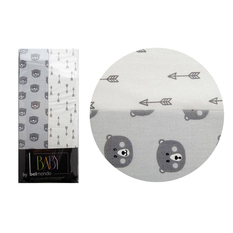 Darrahopens Home & Garden > Bedding 250TC Bears &amp; Arrows 2 Pack Fitted Cot Sheets 70 x 130 x 19 cm