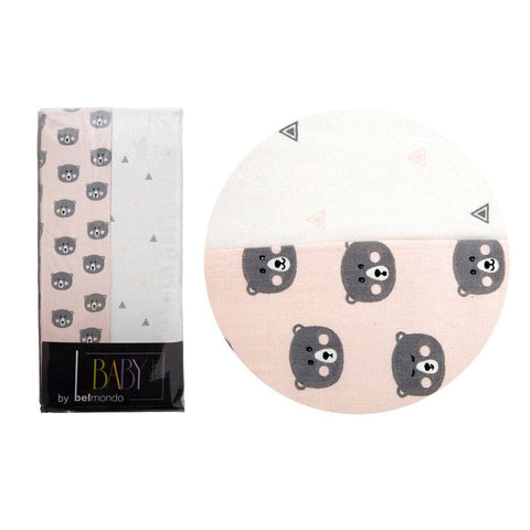 Darrahopens Home & Garden > Bedding 250TC Bears &amp; Triangles 2 Pack Fitted Cot Sheets 70 x 130 x 19 cm