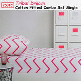 Darrahopens Home & Garden > Bedding 250TC Tribal Dream 100% Cotton Fitted Combo Set Single