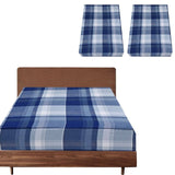 Darrahopens Home & Garden > Bedding 2x Queen Luxury 100% Cotton Flannelette Fitted Bed Sheet - Blue Check Print