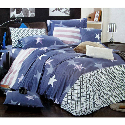 Darrahopens Home & Garden > Bedding 310TC Starry Love Cotton Printed Quilt Cover Set Single