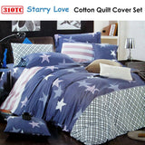 Darrahopens Home & Garden > Bedding 310TC Starry Love Cotton Printed Quilt Cover Set Single