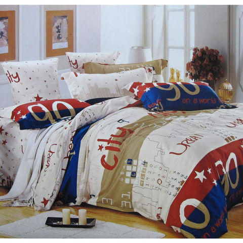 Darrahopens Home & Garden > Bedding 310TC Urban City Cotton Printed Quilt Cover Set Single