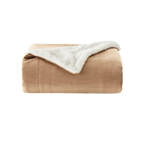 Darrahopens Home & Garden > Bedding 400GSM Micro Mink Blanket Throw with Sherpa Reverse 180x200 cm Latte