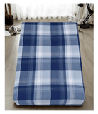 Darrahopens Home & Garden > Bedding 4x Queen Luxury 100% Cotton Flannelette Fitted Bed Sheet - Blue Check Print