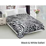 Darrahopens Home & Garden > Bedding 800GSM Luxury Reversible Animal Mink Blanket Queen 200 x 240 cm White Black Safari