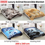 Darrahopens Home & Garden > Bedding 800GSM Luxury Reversible Animal Pattern Mink Blanket Queen 200 x 240 cm Jumping Dolphins