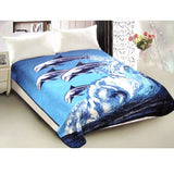 Darrahopens Home & Garden > Bedding 800GSM Luxury Reversible Animal Pattern Mink Blanket Queen 200 x 240 cm Jumping Dolphins