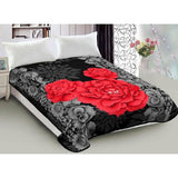 Darrahopens Home & Garden > Bedding 800GSM Luxury Reversible Mink Blanket Red Floral Queen 200 x 240 cm