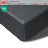Darrahopens Home & Garden > Bedding Accessorize 400TC Charcoal Bamboo Cotton Mega / Super Fitted Sheet 50cm Wall Queen