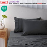 Darrahopens Home & Garden > Bedding Accessorize 400TC Charcoal Bamboo Cotton Sheet Set 40cm Wall King Single