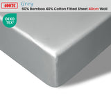 Darrahopens Home & Garden > Bedding Accessorize 400TC Grey Bamboo Cotton Fitted Sheet 40cm Wall King Single