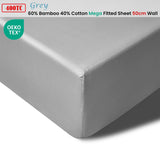 Darrahopens Home & Garden > Bedding Accessorize 400TC Grey Bamboo Cotton Mega / Super Fitted Sheet 50cm Wall King