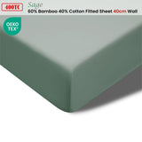 Darrahopens Home & Garden > Bedding Accessorize 400TC Sage Bamboo Cotton Fitted Sheet 40cm Wall King Single
