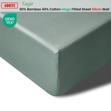 Darrahopens Home & Garden > Bedding Accessorize 400TC Sage Bamboo Cotton Mega / Super Fitted Sheet 50cm Wall Queen