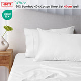 Darrahopens Home & Garden > Bedding Accessorize 400TC White Bamboo Cotton Sheet Set 40cm Wall King