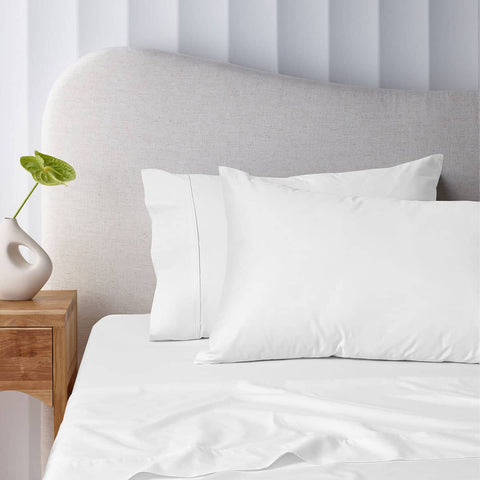 Darrahopens Home & Garden > Bedding Accessorize 400TC White Bamboo Cotton Sheet Set 40cm Wall King