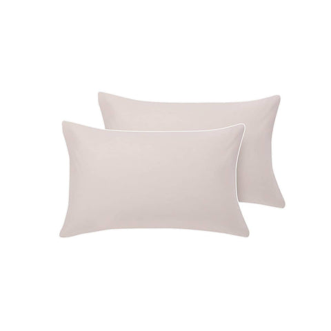 Darrahopens Home & Garden > Bedding Accessorize Pair of  White/Natural Piped Hotel Deluxe Cotton Standard Pillowcases