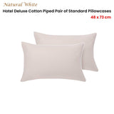 Darrahopens Home & Garden > Bedding Accessorize Pair of  White/Natural Piped Hotel Deluxe Cotton Standard Pillowcases