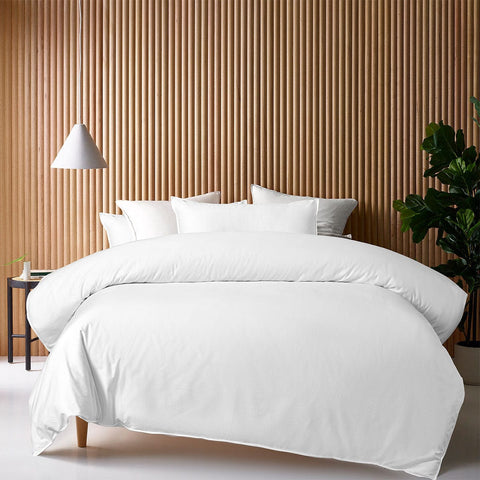 Darrahopens Home & Garden > Bedding Accessorize White 400TC White Bamboo Cotton Double Stitched Quilt Cover Set Single
