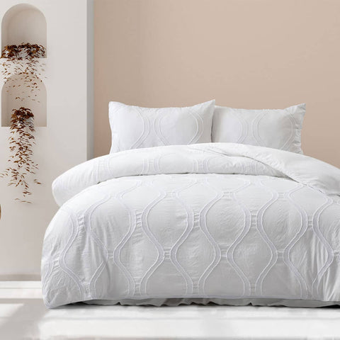 Darrahopens Home & Garden > Bedding Ardor Lucy White Tufted Detail Quilt Cover Set King