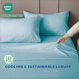 Darrahopens Home & Garden > Bedding > Bed Sheets 3 Piece Hotel Bamboo Cooling Sheet Set -Ultra Soft 2000TC Breathable Bed Sheets Set with 37 Centimetre Deep Pocket-Cooling Sheets for Hot Sleepers(Sky Blue,King Single)