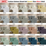 Darrahopens Home & Garden > Bedding > Bed Sheets 400TC 100% Cotton Sateen Premium Sheet Set 40cm Wall Dark Teal Queen