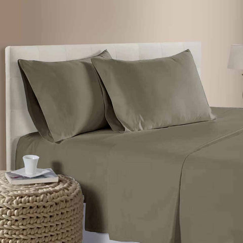 Darrahopens Home & Garden > Bedding > Bed Sheets 400TC 100% Cotton Sateen Premium Sheet Set 40cm Wall Mocha King Single