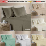 Darrahopens Home & Garden > Bedding > Bed Sheets 400TC 100% Cotton Sateen Premium Sheet Set 40cm Wall Mocha Single