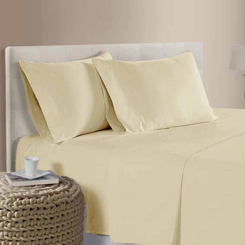 Darrahopens Home & Garden > Bedding > Bed Sheets 400TC 100% Cotton Sateen Premium Sheet Set 40cm Wall Rich Cream Single