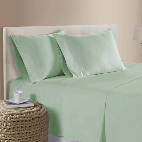 Darrahopens Home & Garden > Bedding > Bed Sheets 400TC 100% Cotton Sateen Premium Sheet Set 40cm Wall Sage Queen