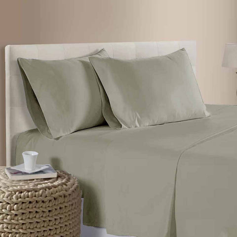 Darrahopens Home & Garden > Bedding > Bed Sheets 400TC 100% Cotton Sateen Premium Sheet Set 40cm Wall Tan Queen