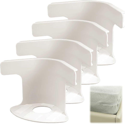 Darrahopens Home & Garden > Bedding > Bed Sheets 4PCS Lock Sheet Holders, Heavy Duty Fitted Sheet Straps, White