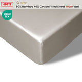 Darrahopens Home & Garden > Bedding > Bed Sheets Accessorize 400TC Stone Bamboo Cotton Fitted Sheet 40cm Wall Single