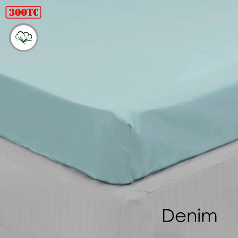 Darrahopens Home & Garden > Bedding > Bed Sheets Algodon 300TC Cotton Fitted Sheet Long Single Size Denim