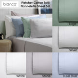 Darrahopens Home & Garden > Bedding > Bed Sheets Bianca Fletcher Flannelette Cotton Sheet Set Steel Blue Queen