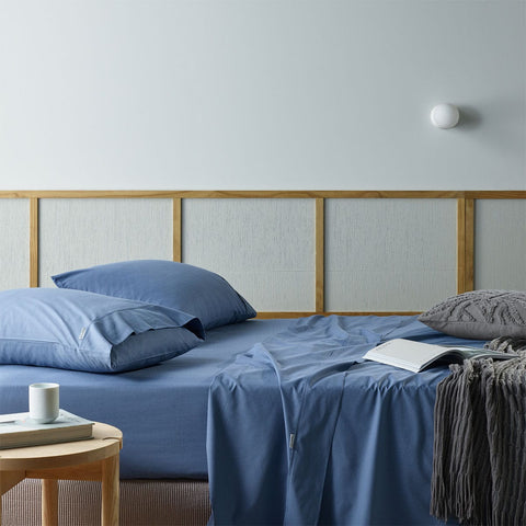 Darrahopens Home & Garden > Bedding > Bed Sheets Bianca Natural Sleep Recycled Cotton and Bamboo Sheet Set Blue Split King