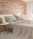 Darrahopens Home & Garden > Bedding > Bed Sheets CleverPolly Vintage Washed Microfibre Sheet Set with 1 Pillowcase - Linen - King Single