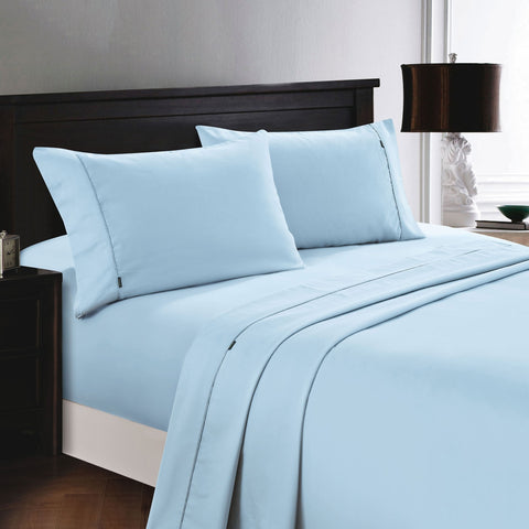 Darrahopens Home & Garden > Bedding > Bed Sheets Deluxe Linen 1200TC Cotton Rich Sheet Set Pearl Blue King