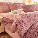 Darrahopens Home & Garden > Bedding > Bed Sheets Dusty Rose Luxury Thick Plush 4 Piece Bedding Set for 1.5m & 1.8m Beds – Winter Ultra Soft Warm Bedding with Double-Sided Faux Mink Fur & Crystal Velvet, includes 200 x 230CM Quilt Cover, 230 X 250cm Flat Sheet and 2PCS  48 × 74CM Pillowcases