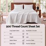 Darrahopens Home & Garden > Bedding > Bed Sheets Giselle Queen 500TC Cotton 4Pcs Sheet Set with 40cm Extra Deep Pocket for Thick Mattresses Sateen Weave for Sweaty Nights White In Australia - Darrahopens