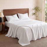 Darrahopens Home & Garden > Bedding > Bed Sheets Giselle Queen 500TC Cotton 4Pcs Sheet Set with 40cm Extra Deep Pocket for Thick Mattresses Sateen Weave for Sweaty Nights White In Australia - Darrahopens